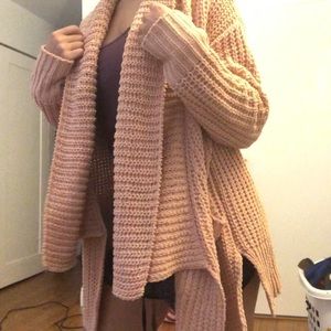 POL peach womens chenille cardigan sweater S small